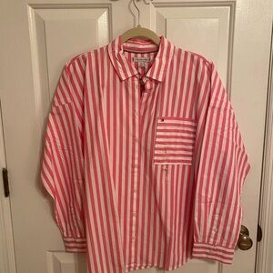Tommy Hilfiger Red and White Striped Button-Up